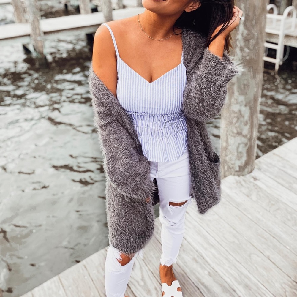 Gray Fuzzy Cardigan